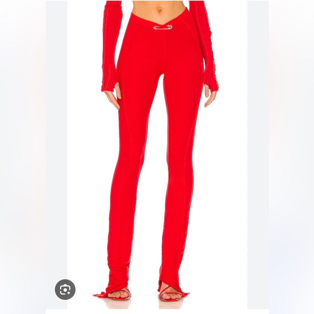 SAMI MIRO VINTAGE Asymmetric Safety Pin Red Pants